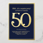 Invitation En Aluminium Fête du 50e anniversaire masculin (Recto)