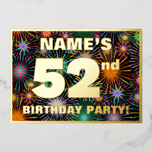 Invitation En Aluminium Fête du 52e anniversaire — Fun amusant, coloré Loo