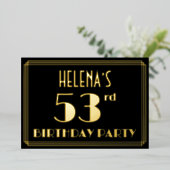 Invitation En Aluminium Fête du 53e anniversaire : Art Déco Look "53", ave (Debout devant)