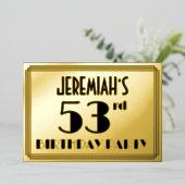 Invitation En Aluminium Fête du 53e anniversaire — Art Déco Look "53" + No (Debout devant)