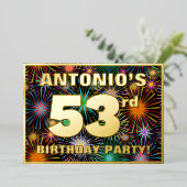 Invitation En Aluminium Fête du 53e anniversaire — Fun d'artifice amusant (Debout devant)