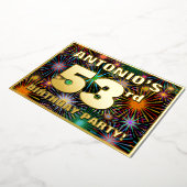 Invitation En Aluminium Fête du 53e anniversaire — Fun d'artifice amusant (Rotation)