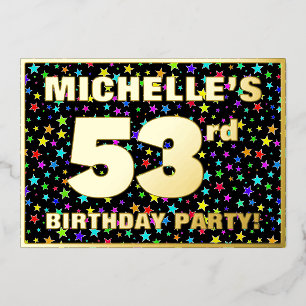 Invitation En Aluminium Fête du 53e anniversaire — Motif d'étoiles amusant