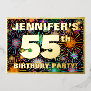 Invitation En Aluminium Fête du 55e anniversaire — Fun d'artifice amusant 