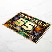 Invitation En Aluminium Fête du 55e anniversaire — Fun d'artifice amusant  (Rotation)