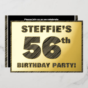 Invitation En Aluminium Fête du 56e anniversaire — Gras, Faux Wood Grain T