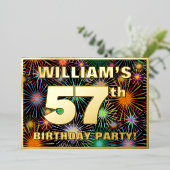Invitation En Aluminium Fête du 57e anniversaire — Amusant, Feu d'artifice (Debout devant)