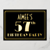 Invitation En Aluminium Fête du 57e anniversaire : Art Déco Look "57", ave (Recto)