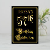 Invitation En Aluminium Fête du 57e anniversaire — Script fantaisie et nom (Debout devant)