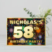 Invitation En Aluminium Fête du 58e anniversaire — Amusant, Feu d'artifice (Debout devant)