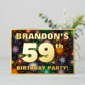 Invitation En Aluminium Fête du 59e anniversaire — Amusant, Feu d'artifice (Debout devant)