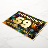 Invitation En Aluminium Fête du 59e anniversaire — Amusant, Feu d'artifice (Rotation)