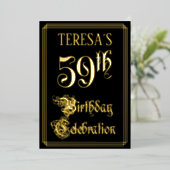 Invitation En Aluminium Fête du 59e anniversaire — Script fantaisie et nom (Debout devant)