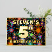 Invitation En Aluminium Fête du 5e anniversaire — Amusant, Feu d'artifice  (Debout devant)