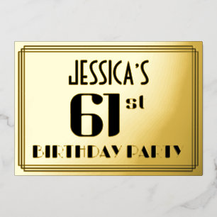 Invitation En Aluminium Fête du 61e anniversaire : décoration Art Déco “61