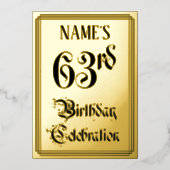Invitation En Aluminium Fête du 63e anniversaire — Écriture élégante + nom (Recto)