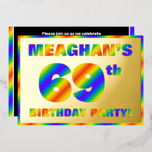 Invitation En Aluminium Fête du 69e anniversaire — « 69 » spectre arc-en-c