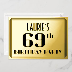 Invitation En Aluminium Fête du 69e anniversaire : décoration Art déco « 6