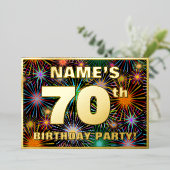 Invitation En Aluminium Fête du 70e anniversaire — Amusant, Feu d'artifice (Debout devant)