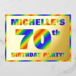 Invitation En Aluminium Fête du 70e anniversaire — Amusant, Rainbow Spectr
