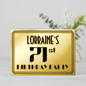 Invitation En Aluminium Fête du 71e anniversaire : Art Déco Look "71" et n (Debout devant)