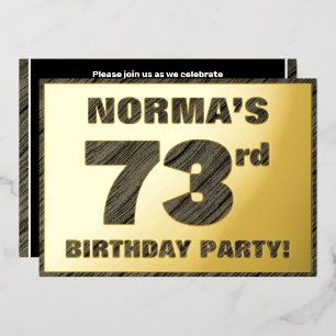 Invitation En Aluminium Fête du 73e anniversaire — Texte à grain de bois f