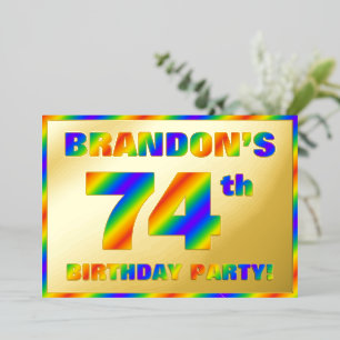 Invitation En Aluminium Fête du 74e anniversaire — Amusant, Rainbow Spectr