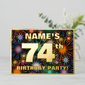 Invitation En Aluminium Fête du 74e anniversaire — Fun d'artifice amusant (Debout devant)