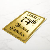 Invitation En Aluminium Fête du 74e anniversaire — Script élégant + Nom pe (Rotation)