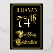 Invitation En Aluminium Fête du 74e anniversaire — Script fantaisie et nom (Recto)