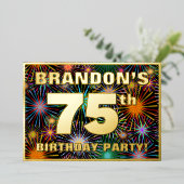 Invitation En Aluminium Fête du 75e anniversaire — Amusant, Feu d'artifice (Debout devant)