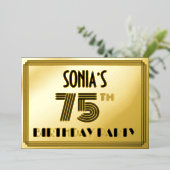 Invitation En Aluminium Fête du 75e anniversaire — Art Déco Style "75" & N (Debout devant)