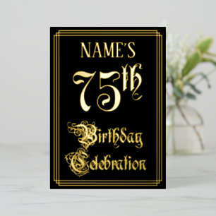 Invitation En Aluminium Fête du 75e anniversaire — Script fantaisie et nom