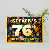 Invitation En Aluminium Fête du 76e anniversaire — Amusant, Feu d'artifice (Debout devant)