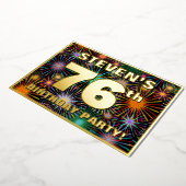 Invitation En Aluminium Fête du 76e anniversaire — Amusant, Feu d'artifice (Rotation)