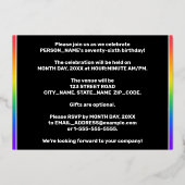 Invitation En Aluminium Fête du 76e anniversaire — Amusant, Feu d'artifice (Verso)