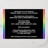 Invitation En Aluminium Fête du 76e anniversaire : Amusant, Motif arc-en-c (Verso)