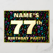 Invitation En Aluminium Fête du 77e anniversaire — Symboles de musique amu (Recto)