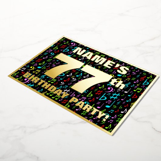 Invitation En Aluminium Fête du 77e anniversaire — Symboles de musique amu (Rotation)