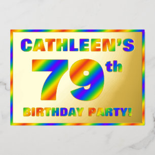 Invitation En Aluminium Fête du 79e anniversaire — « 79 » spectre arc-en-c