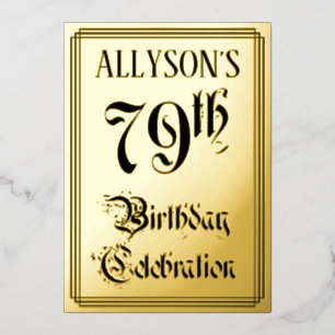 Invitation En Aluminium Fête du 79e anniversaire — Écriture élégante + Nom