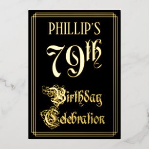 Invitation En Aluminium Fête du 79e anniversaire — Écriture fantaisie et n