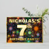 Invitation En Aluminium Fête du 7e anniversaire — Amusant, Feu d'artifice (Debout devant)