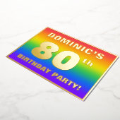 Invitation En Aluminium Fête du 80e anniversaire : Amusant, Motif arc-en-c (Rotation)