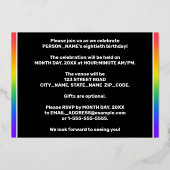 Invitation En Aluminium Fête du 80e anniversaire : Amusant, Motif arc-en-c (Verso)