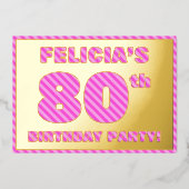 Invitation En Aluminium Fête du 80e anniversaire — Audacieux, amusant, ros (Recto)