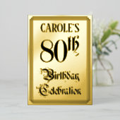 Invitation En Aluminium Fête du 80e anniversaire — Script élégant + Nom pe (Debout devant)
