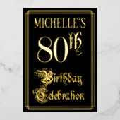 Invitation En Aluminium Fête du 80e anniversaire — Script fantaisie et nom (Recto)