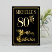 Invitation En Aluminium Fête du 80e anniversaire — Script fantaisie et nom (Debout devant)