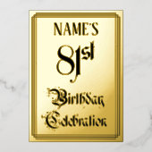 Invitation En Aluminium Fête du 81e Anniversaire — Écriture Élégante + Nom (Recto)